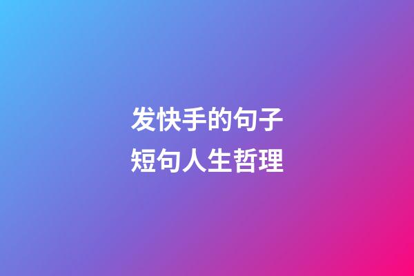 发快手的句子短句人生哲理