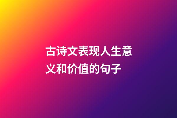 古诗文表现人生意义和价值的句子