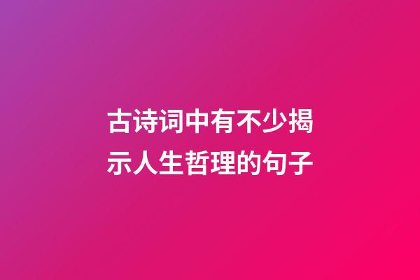 古诗词中有不少揭示人生哲理的句子