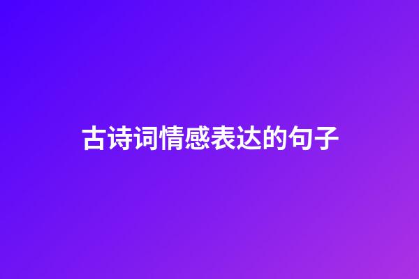 古诗词情感表达的句子