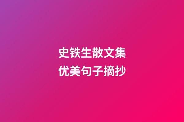 史铁生散文集优美句子摘抄