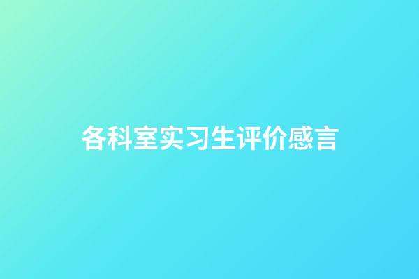 各科室实习生评价感言