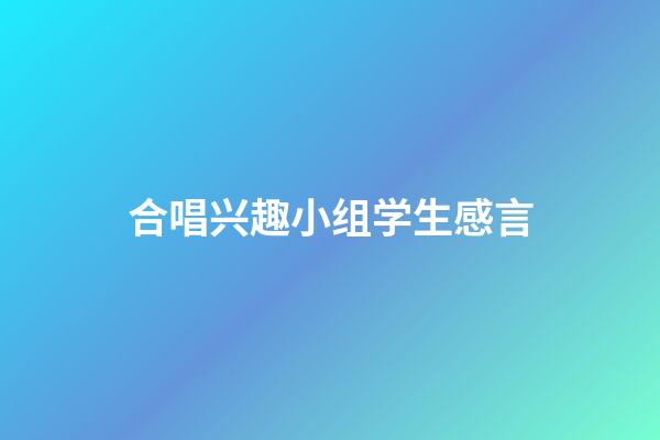 合唱兴趣小组学生感言