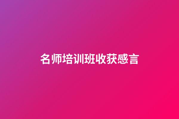 名师培训班收获感言