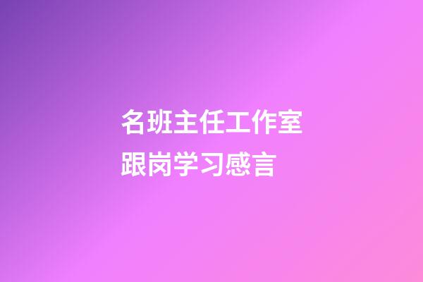 名班主任工作室跟岗学习感言