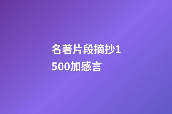 名著片段摘抄1500加感言