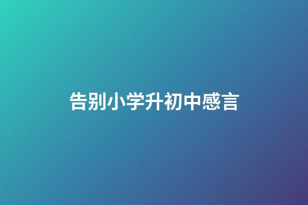 告别小学升初中感言