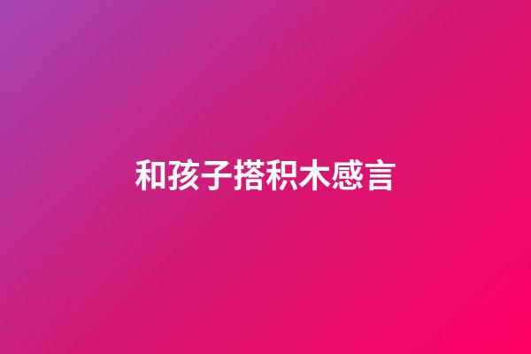 和孩子搭积木感言