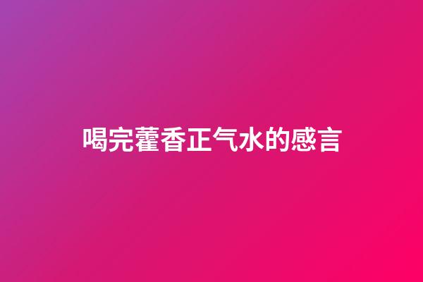 喝完藿香正气水的感言