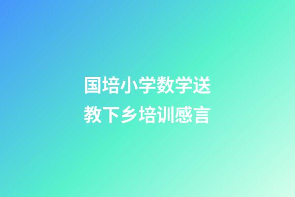 国培小学数学送教下乡培训感言