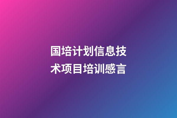 国培计划信息技术项目培训感言