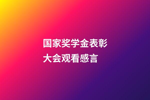 国家奖学金表彰大会观看感言