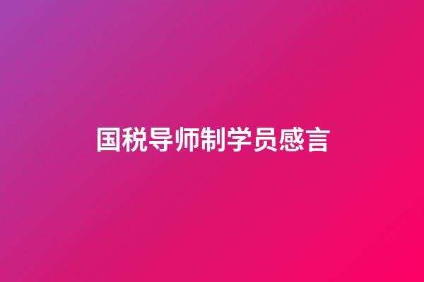 国税导师制学员感言