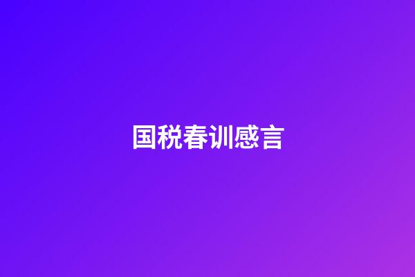 国税春训感言