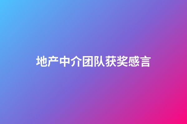 地产中介团队获奖感言