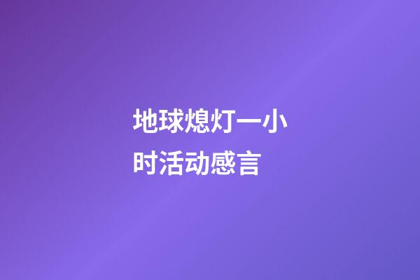 地球熄灯一小时活动感言