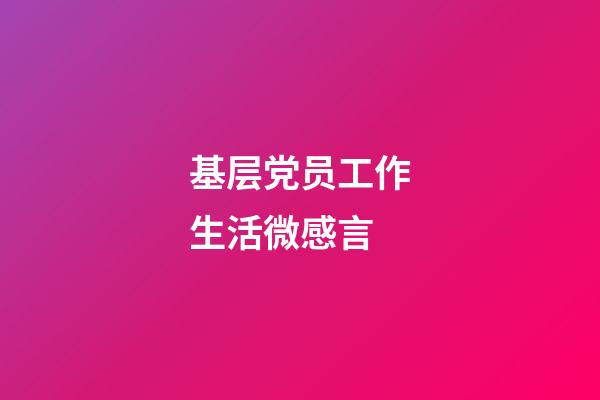 基层党员工作生活微感言