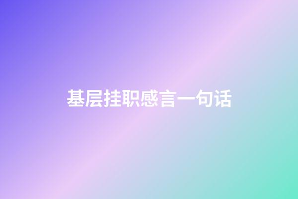 基层挂职感言一句话