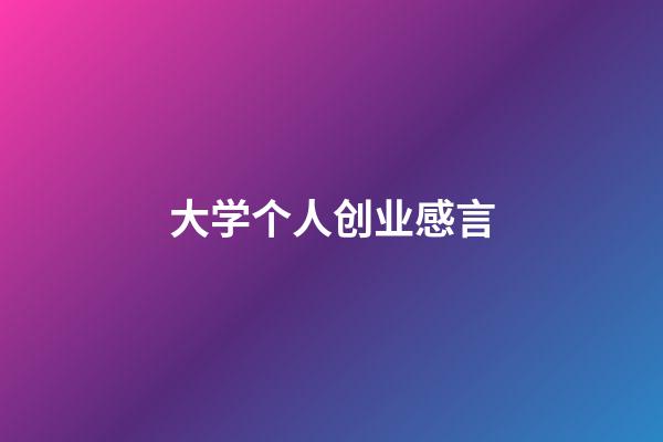 大学个人创业感言