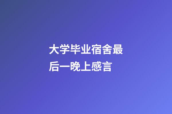 大学毕业宿舍最后一晚上感言