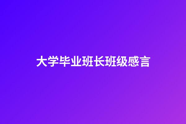 大学毕业班长班级感言