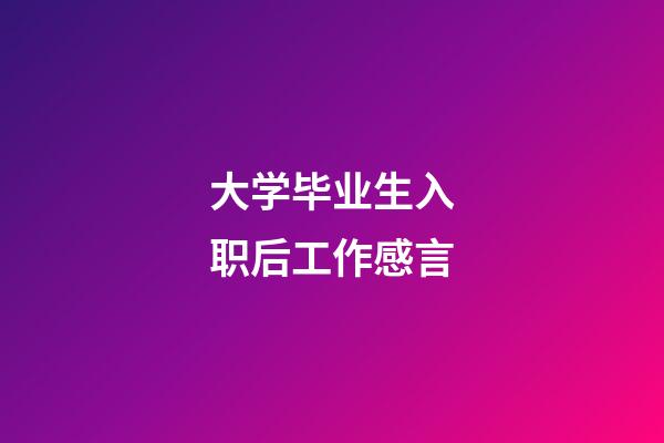 大学毕业生入职后工作感言