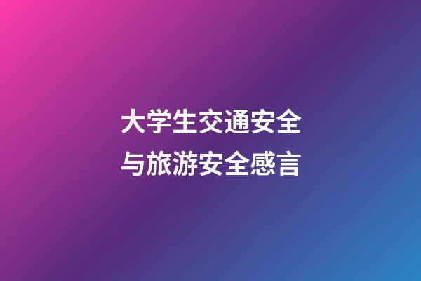 大学生交通安全与旅游安全感言