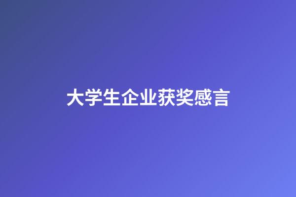 大学生企业获奖感言