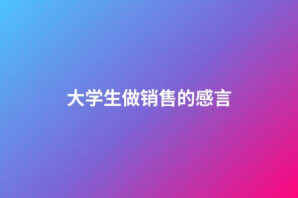 大学生做销售的感言