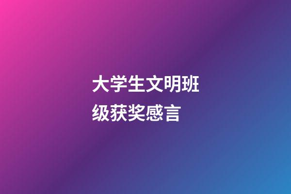 大学生文明班级获奖感言