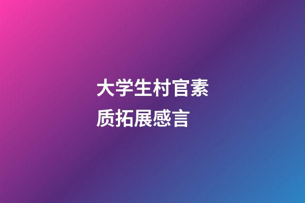 大学生村官素质拓展感言