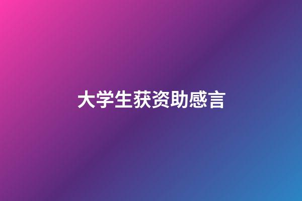 大学生获资助感言