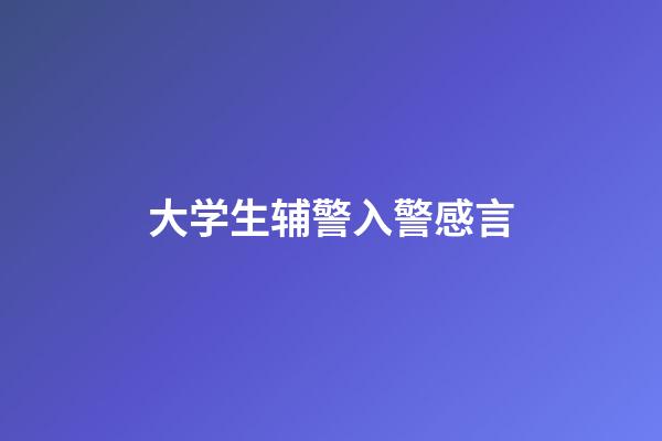 大学生辅警入警感言