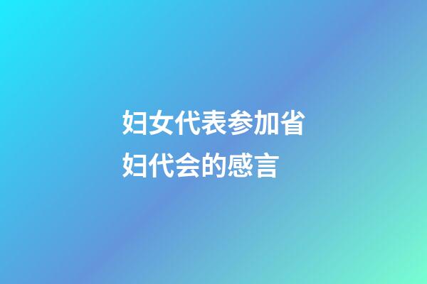 妇女代表参加省妇代会的感言