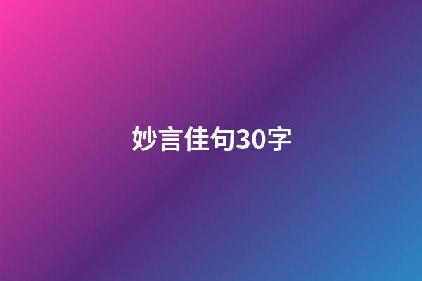 妙言佳句30字