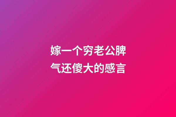 嫁一个穷老公脾气还傻大的感言