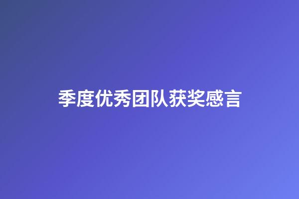 季度优秀团队获奖感言