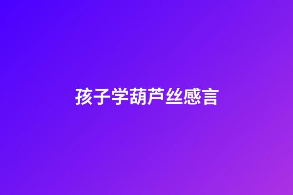 孩子学葫芦丝感言