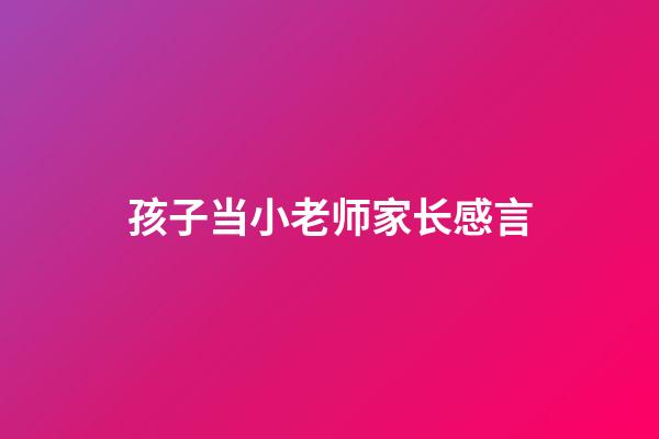 孩子当小老师家长感言