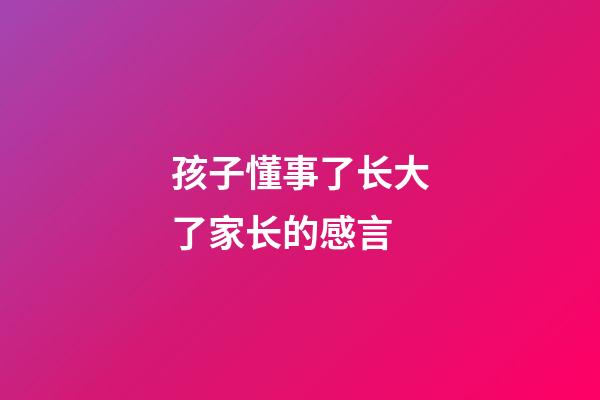 孩子懂事了长大了家长的感言