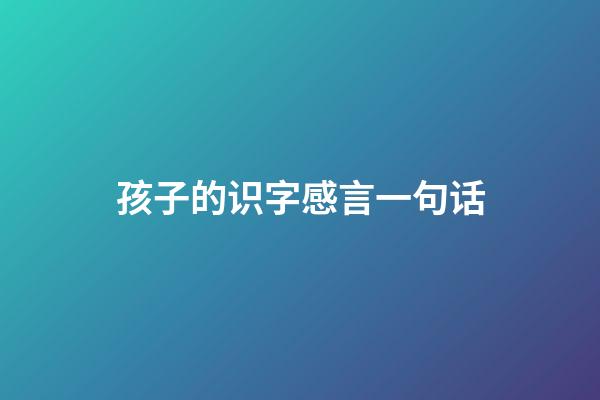 孩子的识字感言一句话