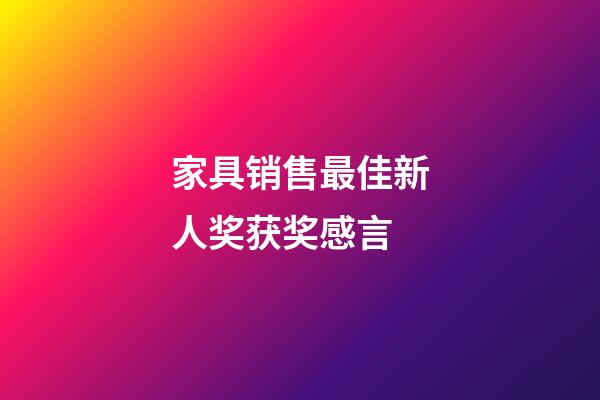 家具销售最佳新人奖获奖感言