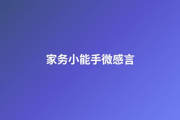 家务小能手微感言