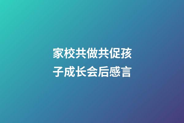 家校共做共促孩子成长会后感言