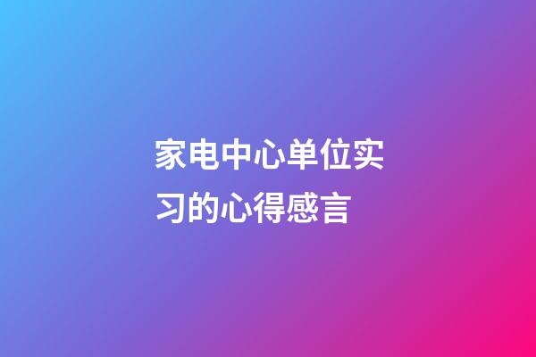 家电中心单位实习的心得感言