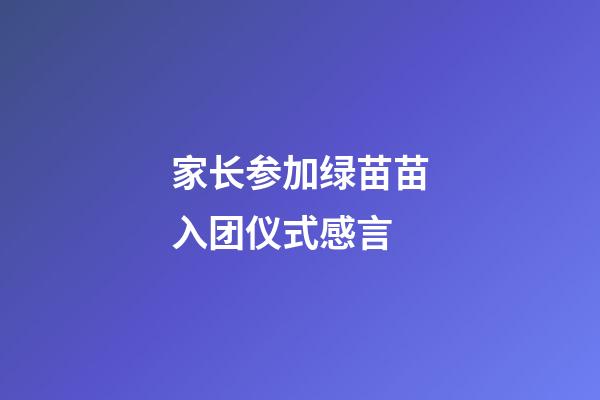 家长参加绿苗苗入团仪式感言