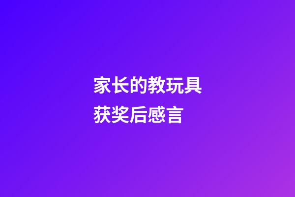 家长的教玩具获奖后感言