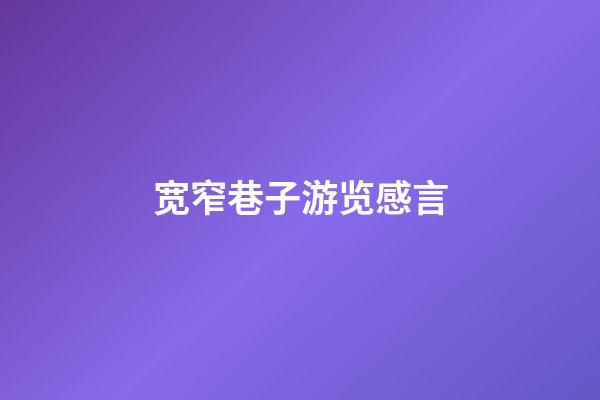 宽窄巷子游览感言