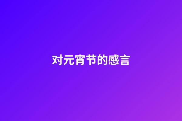 对元宵节的感言