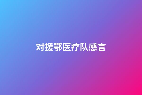 对援鄂医疗队感言